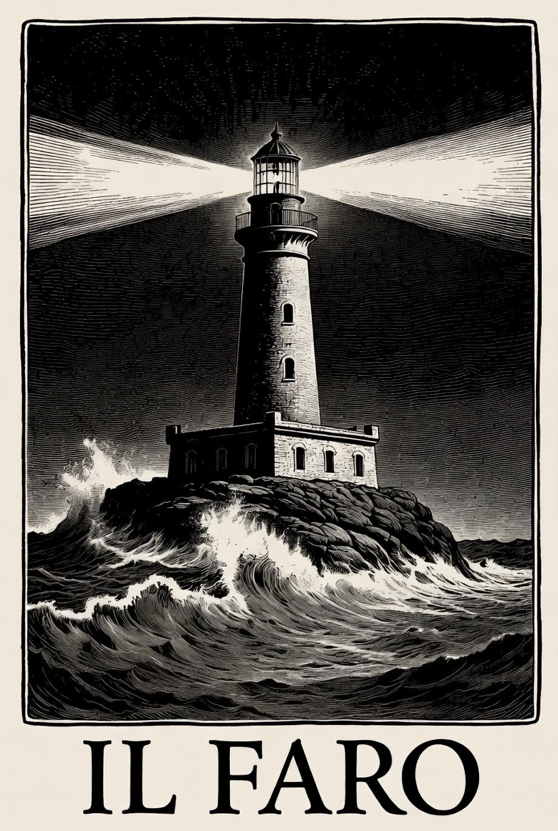 Questo è il simbolo della nostra collana di saggi. Ogni volume è un raggio di luce intellettuale che taglia l’oscurità del tempo presente, una guida per chi rifiuta di naufragare nel relativismo e cerca la rotta sicura.Il Faro non consola: indica la via. Non intrattiene: orienta. 